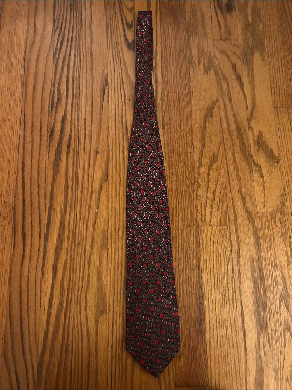 Bert Pulitzer Men’s Silk Abstract/Geometric Patterned White Blue Brown Red Black